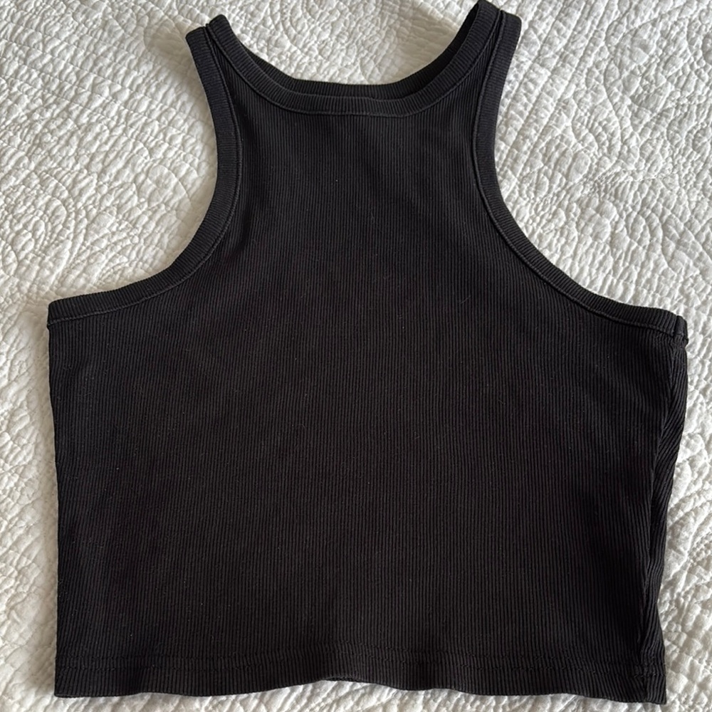 H&M Black Fitted Crop Tank Top